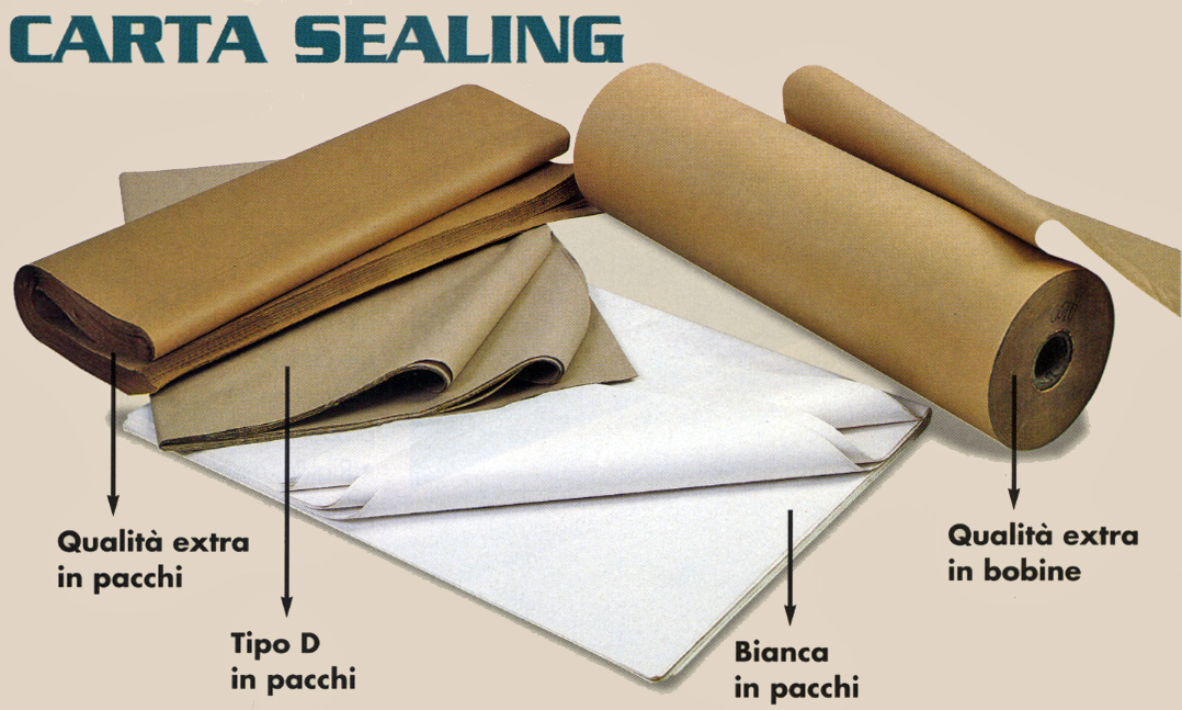 Carta da pacco, Sealing e bianca, in bobine o in pacchi, differenti  grammature e altezze